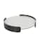 15.75" White Marble Round Living Room Décor Tray with Black Metal Frame